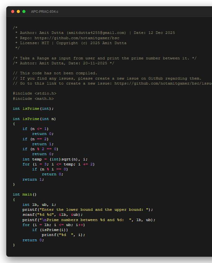 Take a Range as input from user and print the prime number between it.